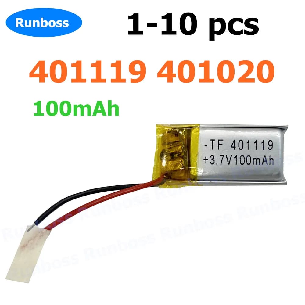Batteria al litio polimerica 1-10 pcs 3.7V 401119 401020 100mAh per occhiali Epson 3D, auricolare bluetooth, mouse wireless, giocattolo elettronico