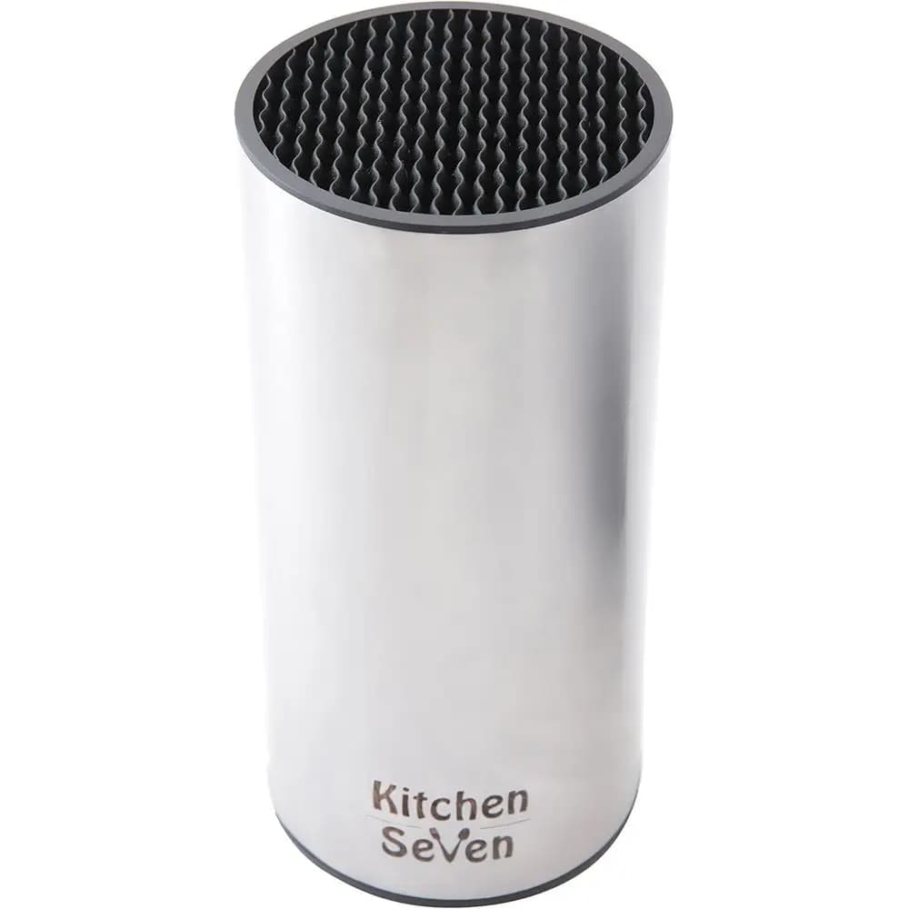 Kitchen Knife Holder Without Knives - Round Space-Saver Knife Storage Stand safely stores knives while keeping blades clean.