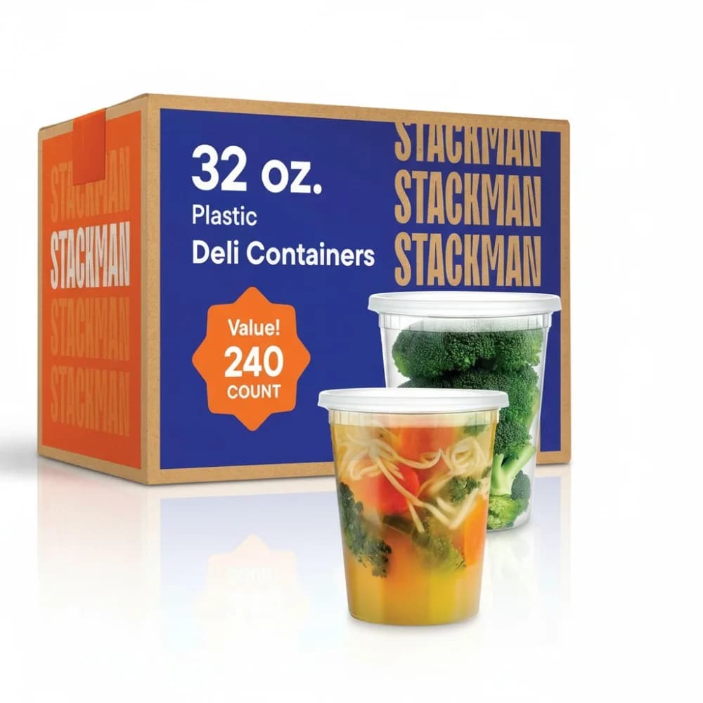 240 set di contenitori per alimenti in plastica trasparente da 32 once con coperchi ermetici, adatti al microonde e impilabili per la preparazione dei pasti
