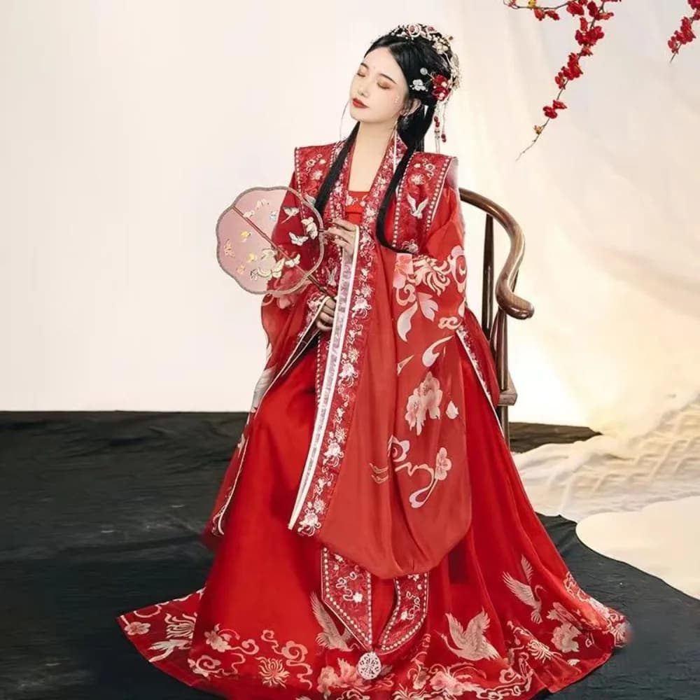 Red Hanfu Woman Dynasty Song Spouse Cosplay Costume Xia Pei Long skirt in life Traditional Chinese dresses for women