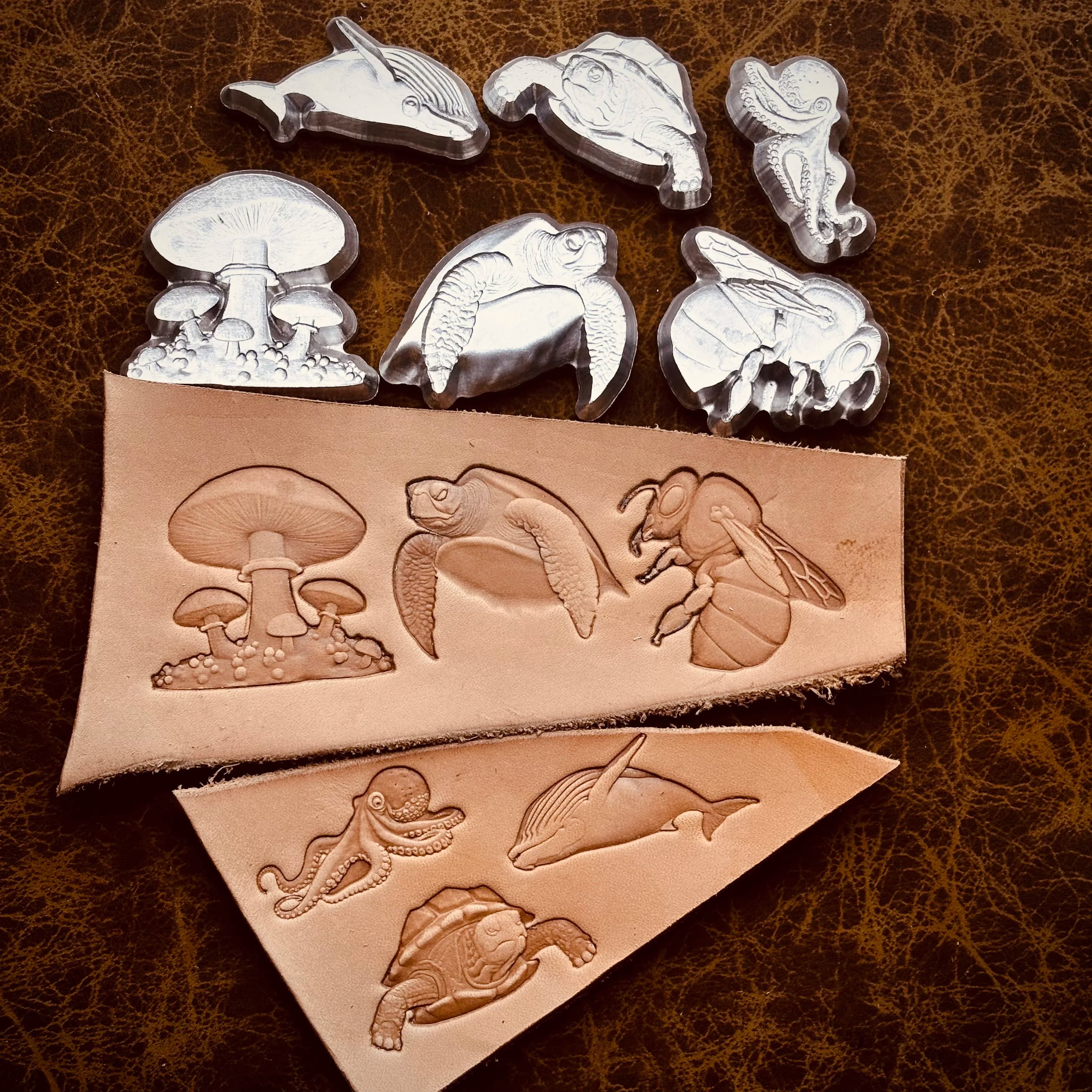 6pcs/set Small Animal Series Leather 3D Stamping Mold Pressing Stamps Aluminium Alloy Molds Carving Tool Leather Craft DIY