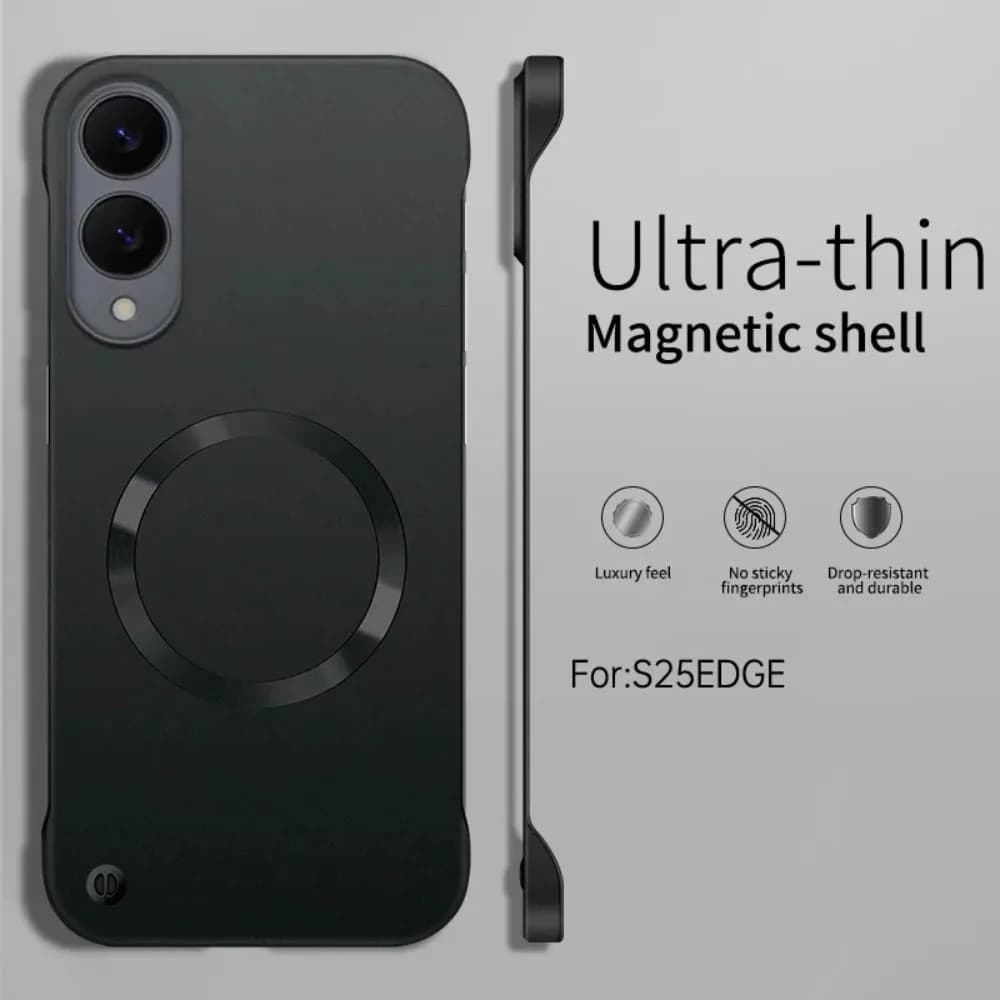 Frameless Matte Magnetic Charging Case For Samsung Galaxy S26 S25 S24 FE S23 S22 Ultra Plus For Magsafe Shockproof Hard PC Cover