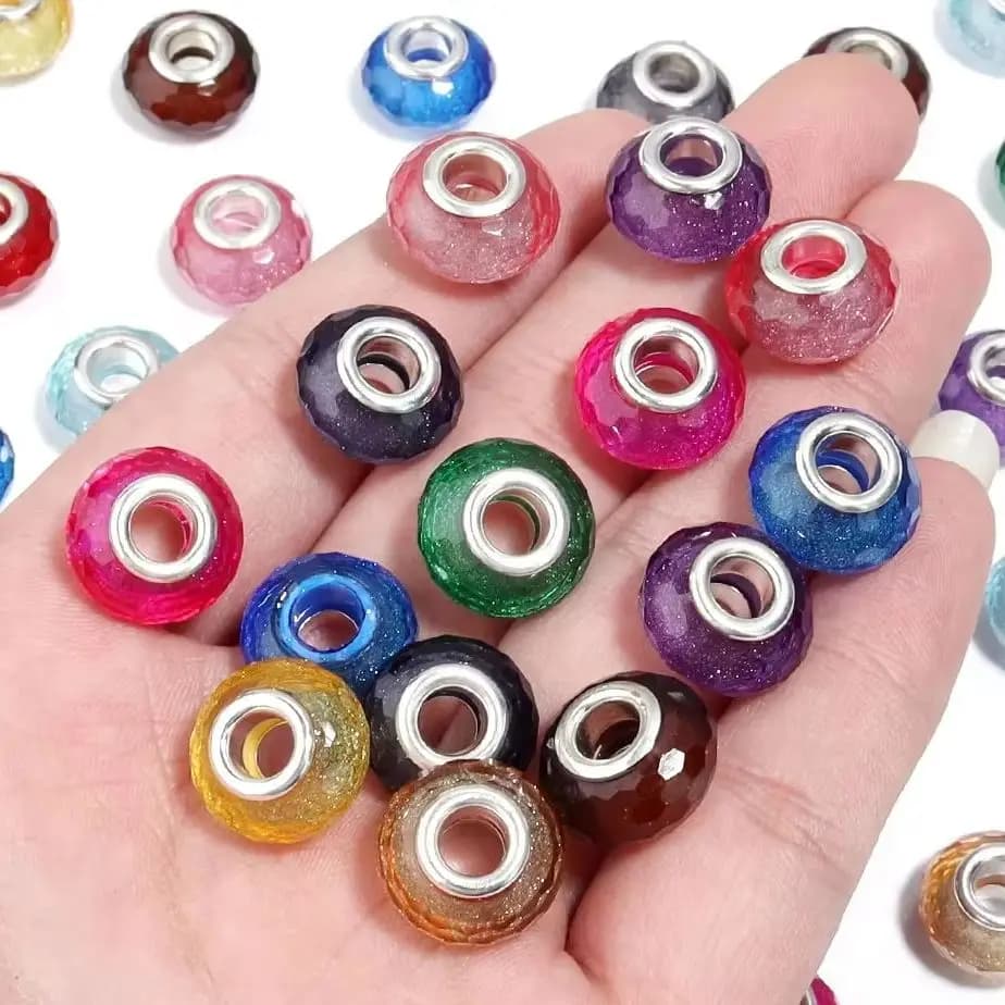 20pcs/lot 14mm Faceted Resin Beads Round Big Hole Spacer Beads For Jewelry Making DIY Bracelet Necklace Loose Beads Accessories