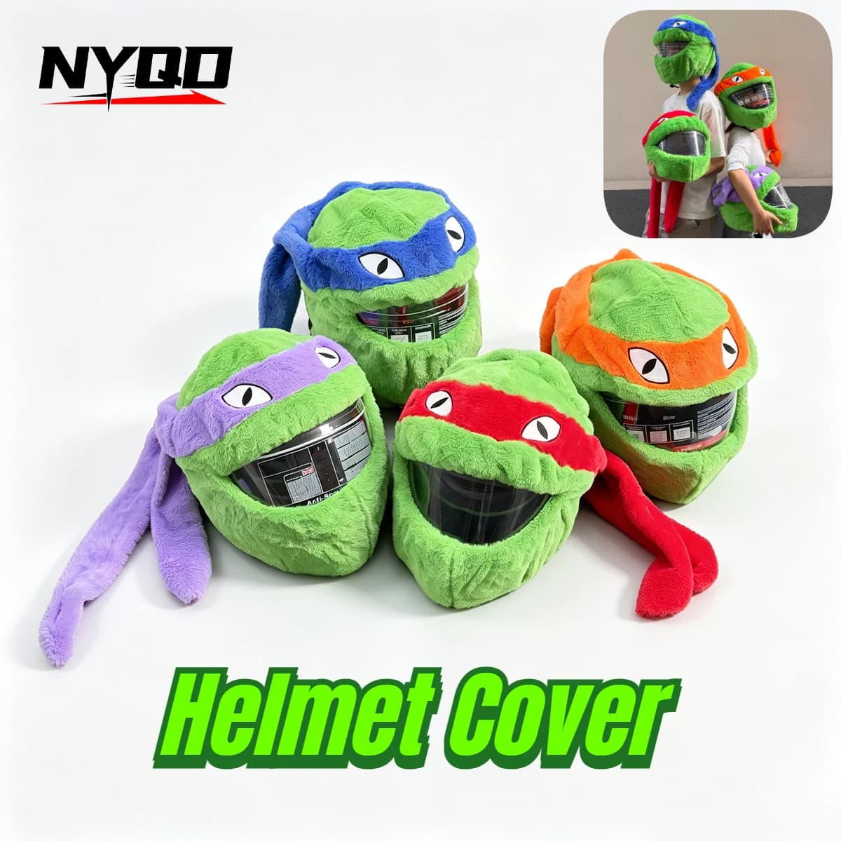 Funny Plush Tortoise Helmet Cover, Motorcycle Full Face Helmet Sleeve, Riding Halloween Cosplay Helmet Decor