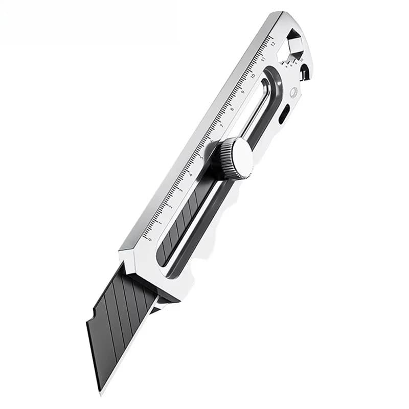 Coltello multiuso 6 in 1 in acciaio inossidabile, apribottiglie multifunzione, taglierino retrattile, coltello portatile per ufficio, casa, corriere, per aprire pacchi