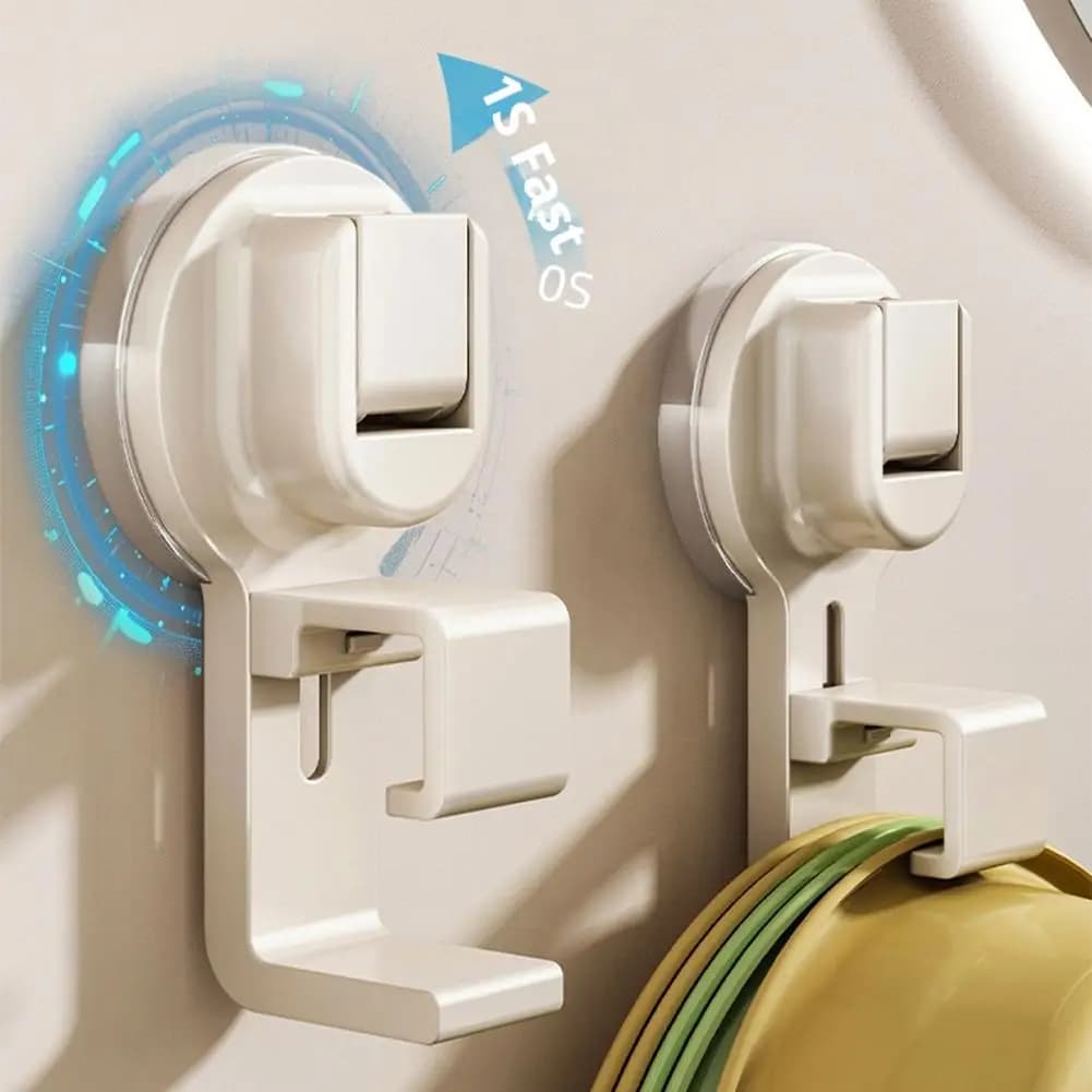 1/2pcs Vacuum Suction Cup Hook Wall Mounted Hanging Rack Traceless No-Drilling Kitchen Bathroom Storage Organizer for Towel