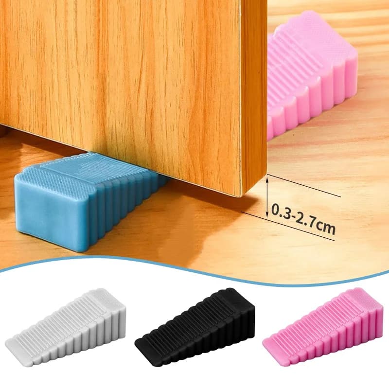 Set di 4 Fermaporta in Silicone Antiurto, Fermi Porta Mobili Anti-schiacciamento, Cunei Fermi Porta per Casa e Ufficio