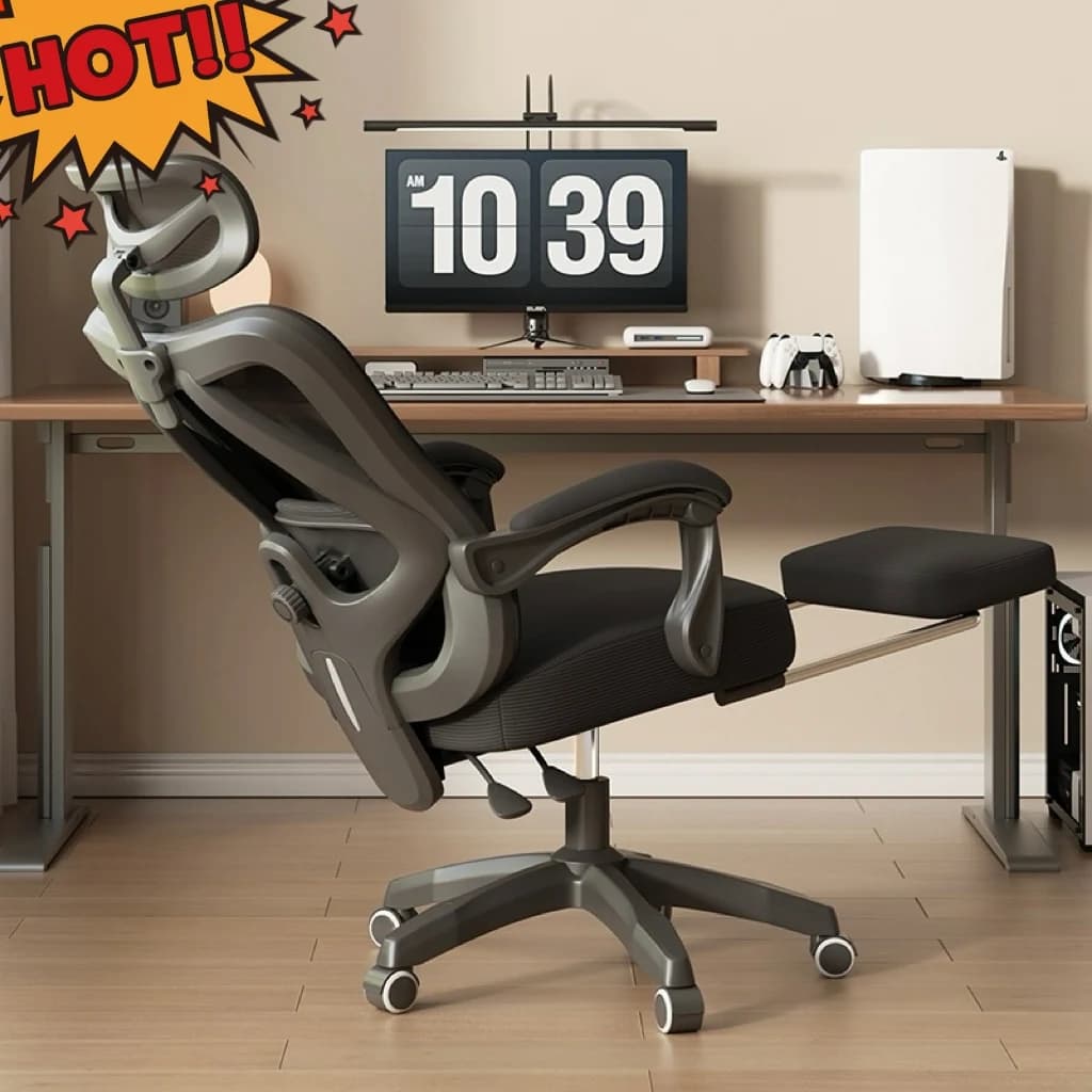 Sedia da gioco ergonomica reclinabile con schienale alto, scrivania per computer, girevole, supporto lombare, cuscino, schienale reclinabile per soggiorno