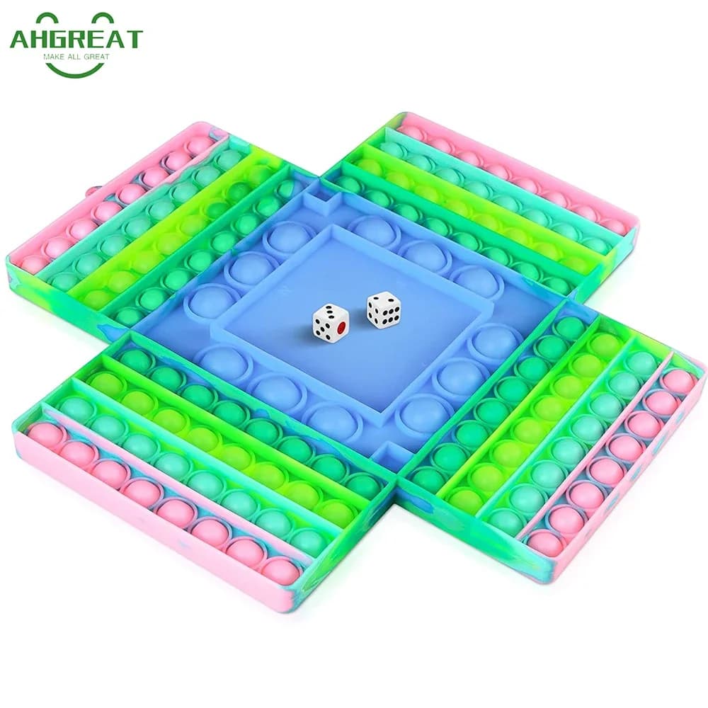 Gioco da Tavolo per 4 Giocatori con 2 Dadi, Giocattolo Sensoriale Pop Fidget di Grandi Dimensioni per Bambini e Adulti, Bubble Popper per Autismo