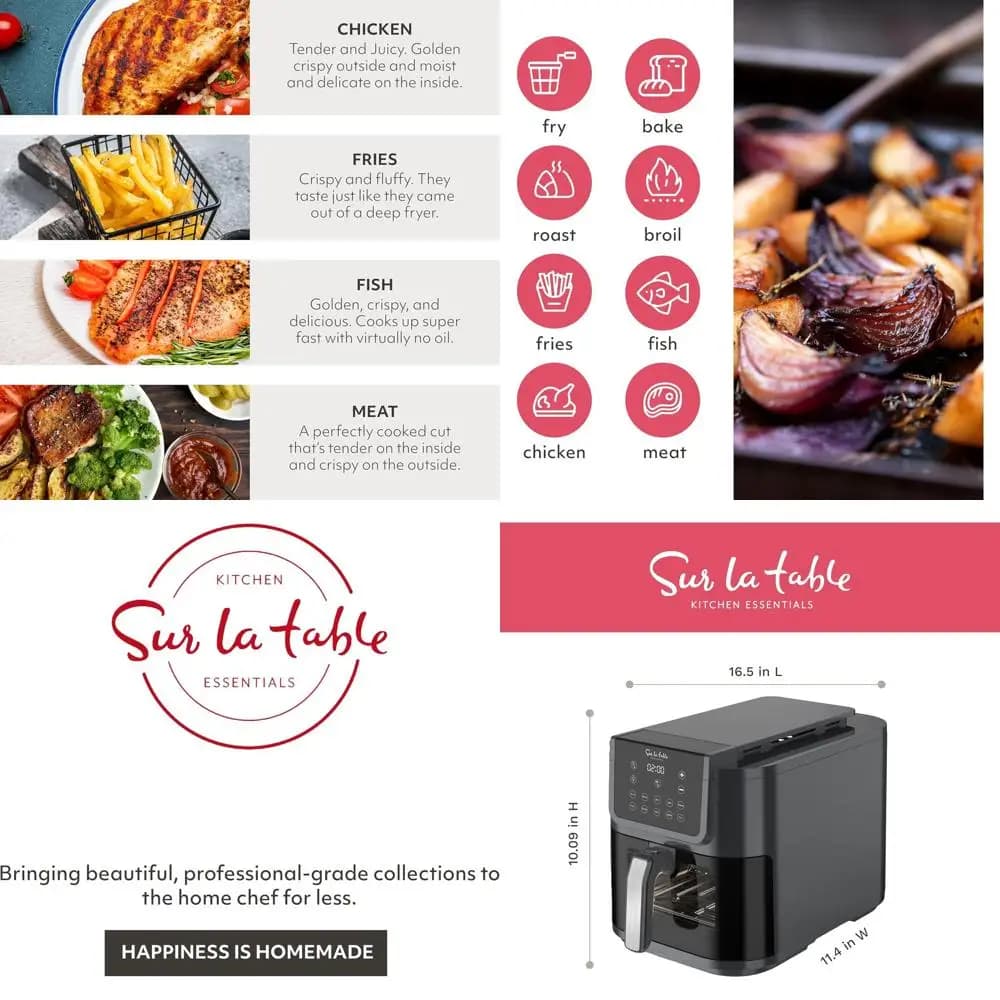Air Fryer Compact 5-in-1 8 Liters with Window, Digital Touchscreen, 10 Preset Programs, 1500W