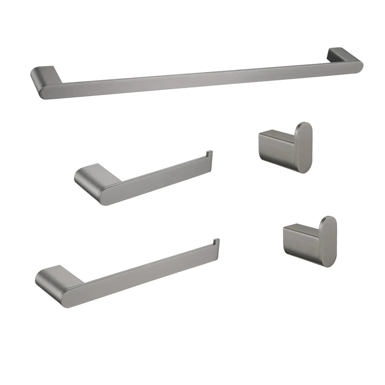 Set di 5 Accessori per Bagno in Acciaio Inox Color Canna di Fucile, Portasciugamani, Gancio, Anello, Mensola, Personalizzabile