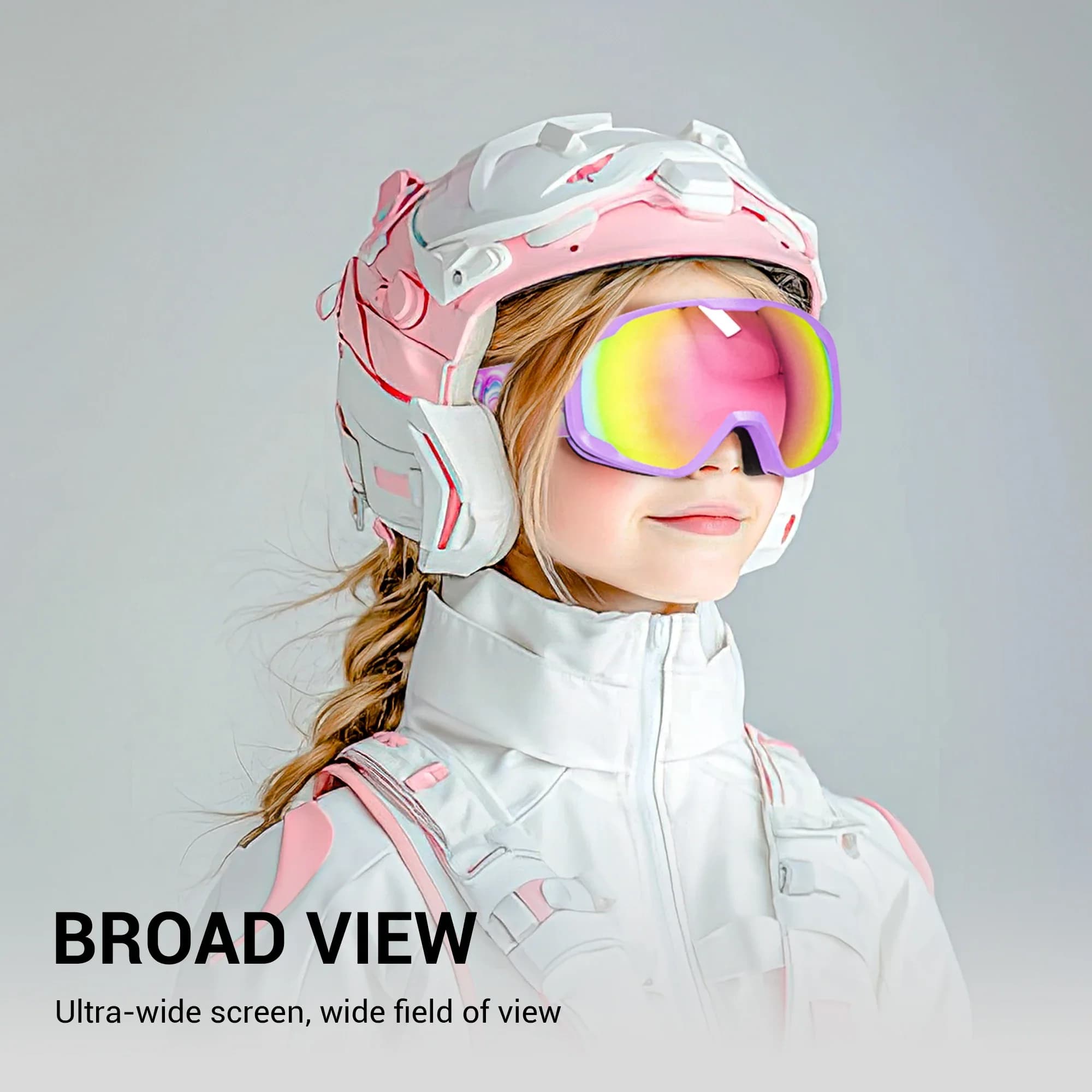 Kapvoe Occhiali da neve per bambini Occhiali da ciclismo Lenti antiappannamento Giovani ragazzi e ragazze UV400 Proteggi occhiali da sci Occhiali da snowboard invernali