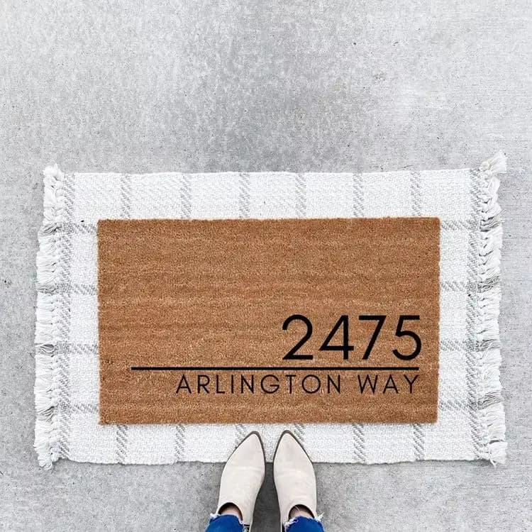 Custom House Number Mat Personalized Address Doormat Modern Welcome Coir Mat Non Slip Outdoor Front Door Entrance Gift