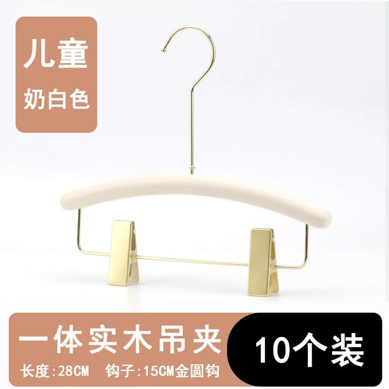 10 hangers solid wood natural wood for kids sweaters pants heavy clothes hooks chrome anti-rust brushes smooth