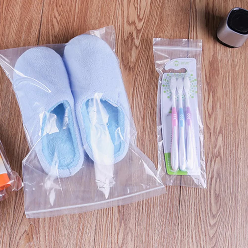 200Pcs Food Packaging Bags Transparent Self-Sealing Resealable Storage Bags for Market Shop Cafe Candy Coffee Bean Cookie