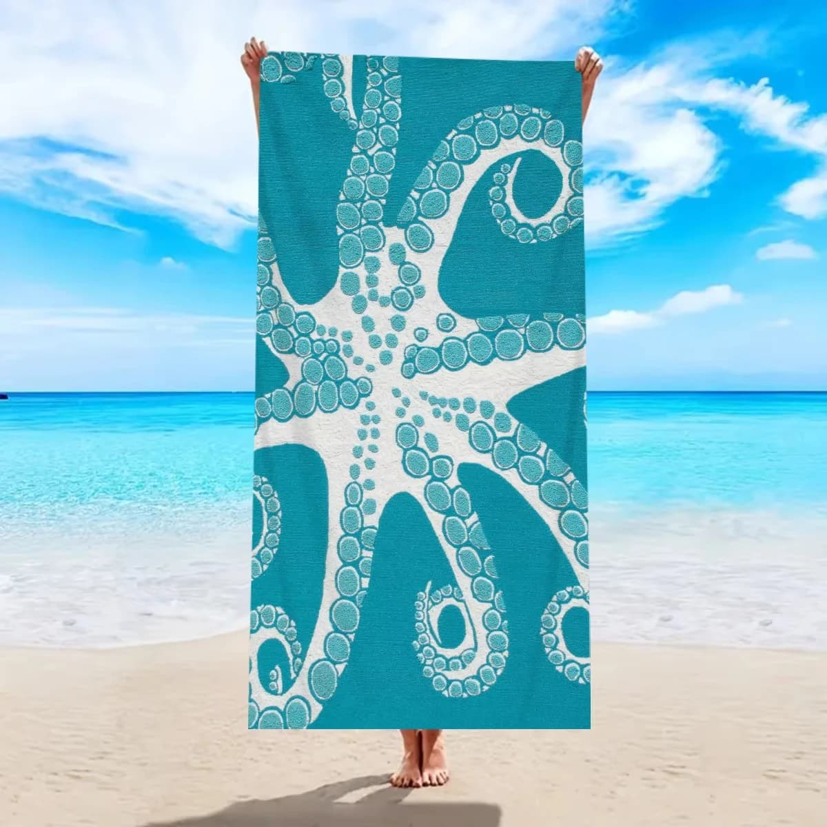 Telo Mare a Tema Marino, Asciugamano Sportivo Multifunzionale ad Asciugatura Rapida e Assorbente per Viaggi, Campeggio, Vacanze, Regalo