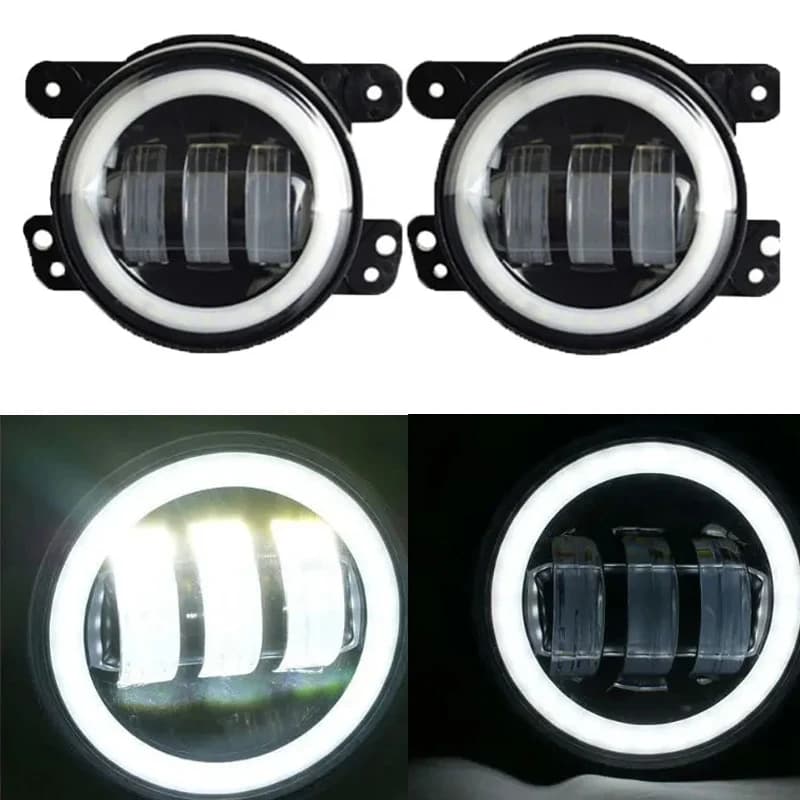 4 pollici LED Fendinebbia assemblaggio Halo Ring DRL Ambra Indicatori di direzione Lampada Fendinebbia per Jeep Wrangler JK TJ LJ Dodge Lada Angel Eyes