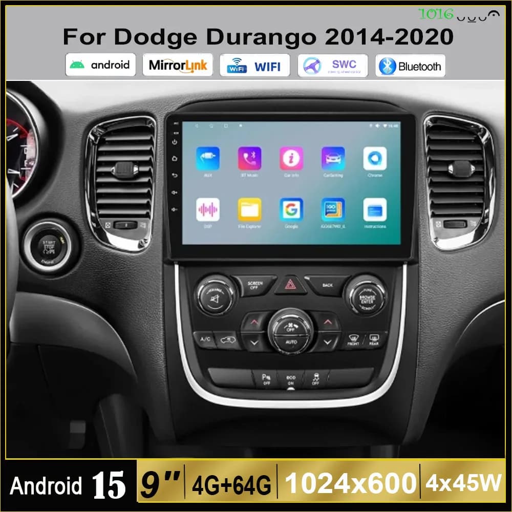 Autoradio Android 15 da 9 Pollici 4+64G per Durango 2014-2020 con CarPlay Wireless Integrato, Android Auto, GPS, WiFi e Bluetooth