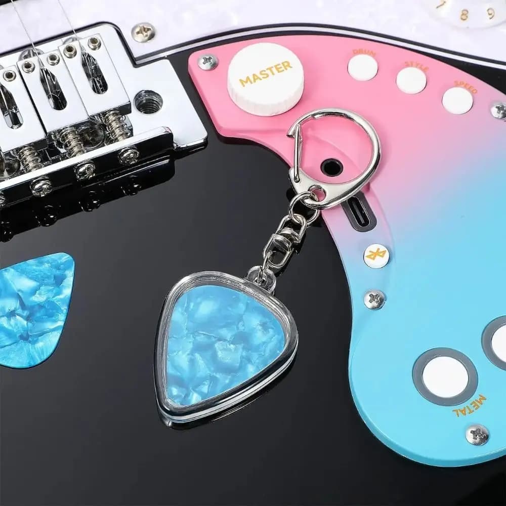 Porta Plettri per Chitarra Trasparente e Resistente, Scatola di Stoccaggio in Acrilico a Forma di Cuore con Portachiavi, Organizzatore per Plettri, Accessori Musicali