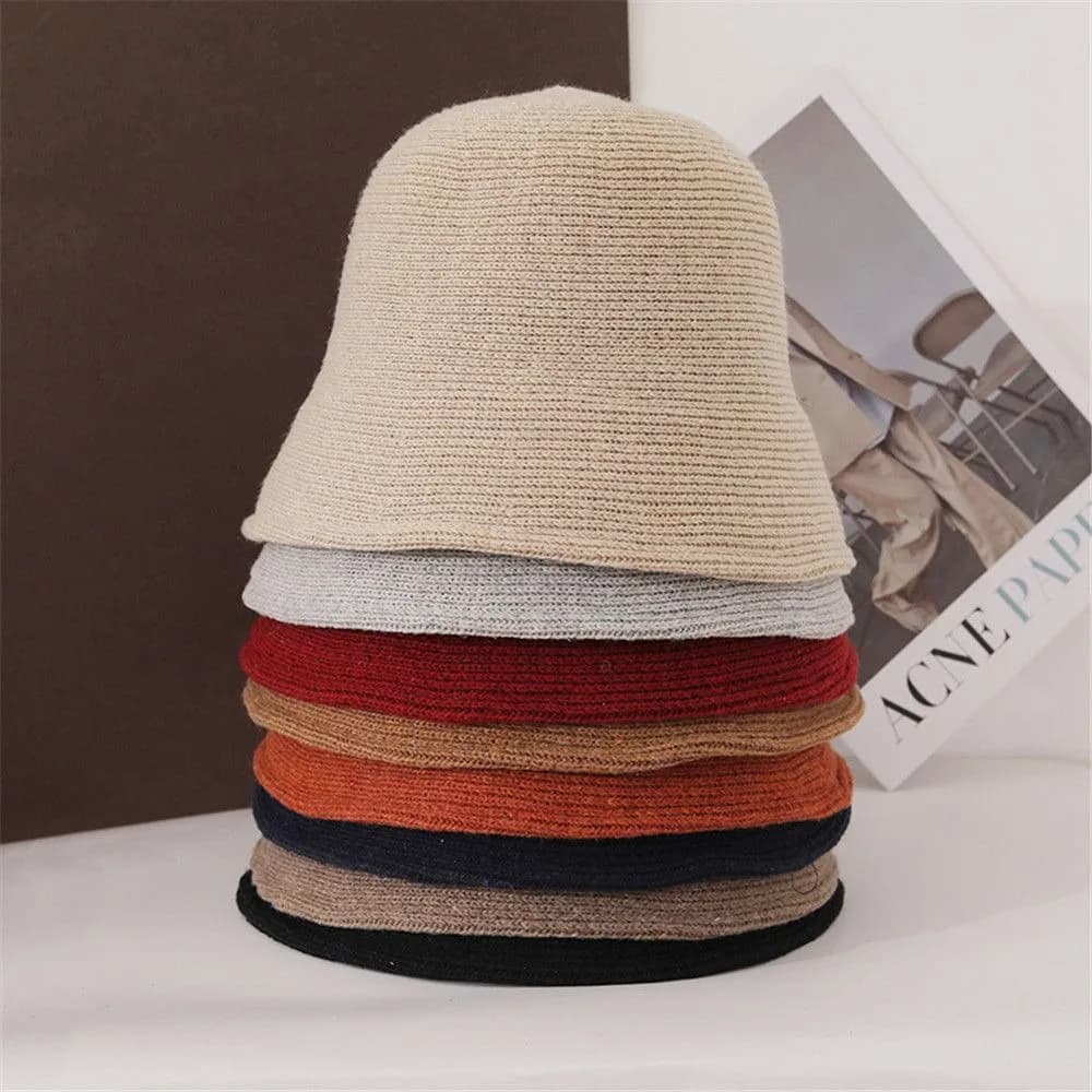 Bucket Hat Sun Cap Warm Wool Bucket Hat Foldable Casual Fisherman Cap Outdoor Sunscreen Winter Panama Hat Women Bucket Hat