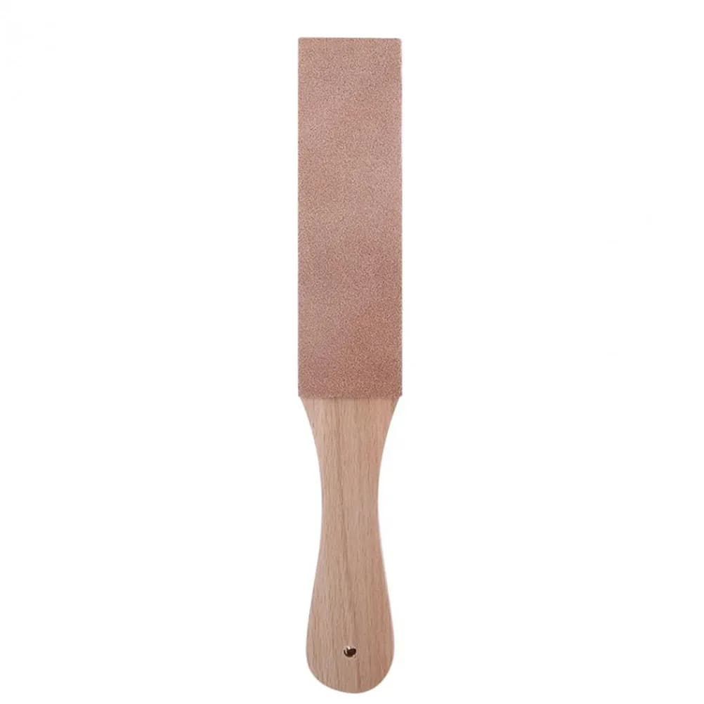 Set di 2 Affilatori Compatti in Legno e PU a Doppia Superficie con Impugnatura, Ideali per Coltelli da Cucina e Lavorazione del Legno