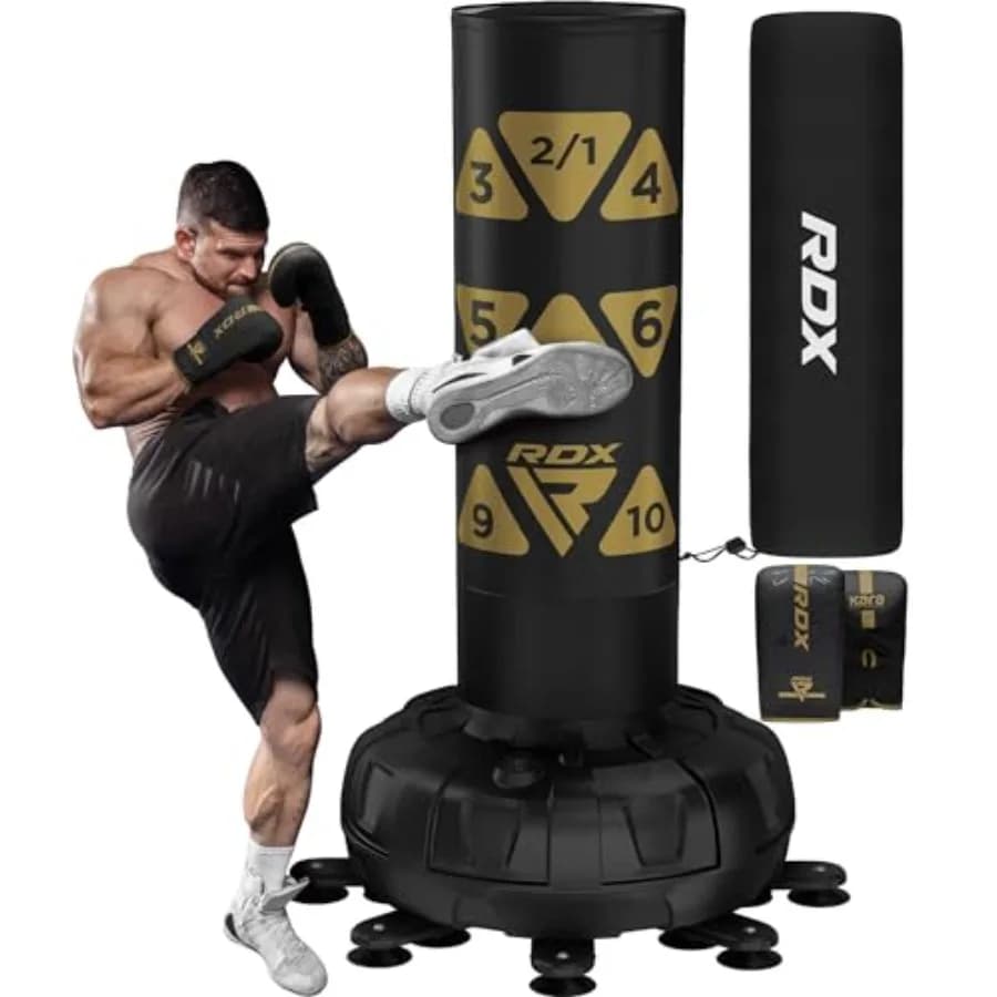 Boxing bag XXL 330LBS with Gloves and Covers, Boxing bag 72-pocket for Adults with Black Suction Base 17, 8 E