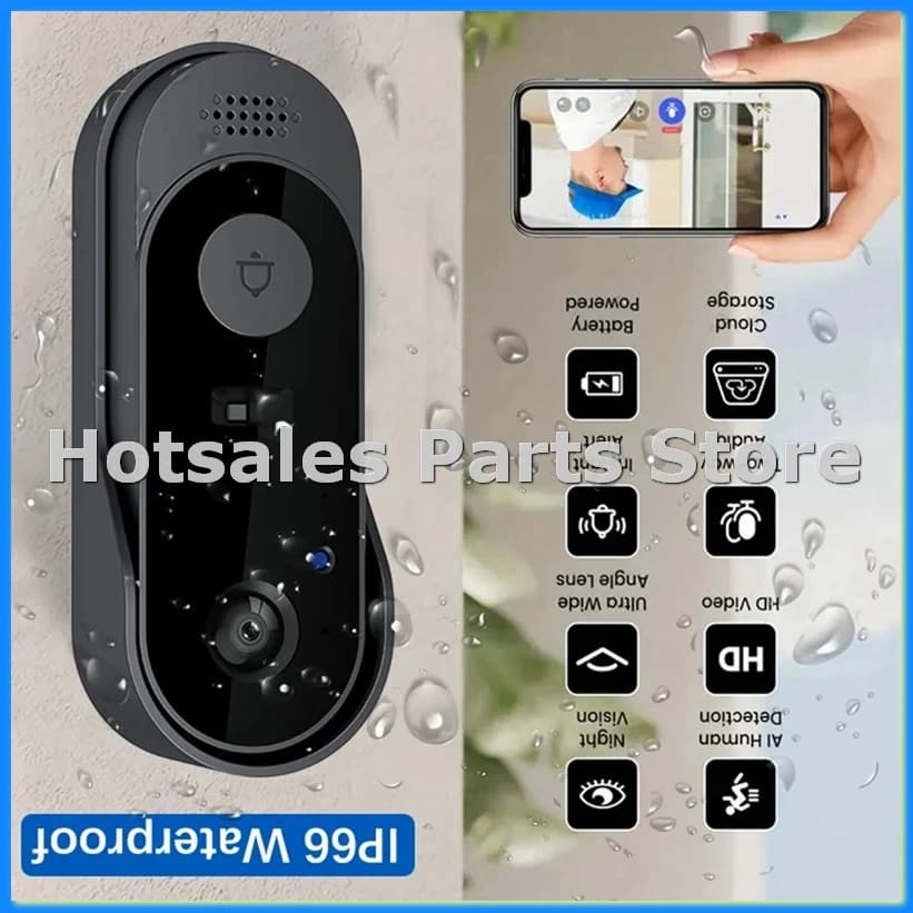 Campanello WiFi con Telecamera, Visione Notturna, Rilevamento Movimento e Videochiamata Remota per Porta di Casa o Appartamento - A79M