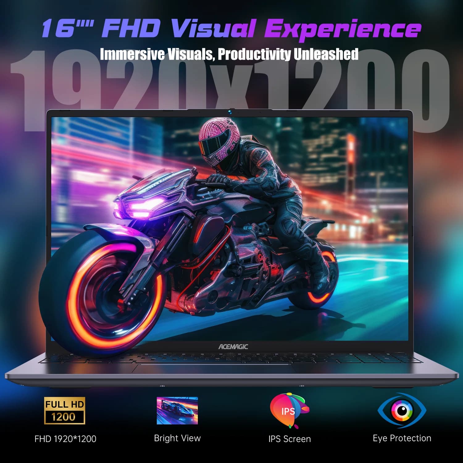 ACEMAGIC RX16 AMD Ryzen 7 7735HS /H255 Laptop Ultra Sottile da 16 Pollici, 4400mAh, 16GB RAM, 512GB ROM, Windows 11 Pro, BT5.2, Wi-Fi 6