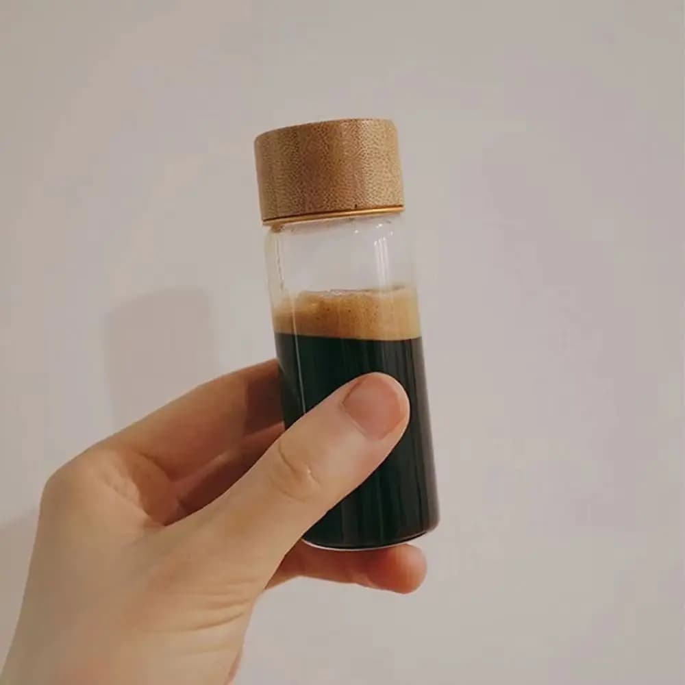 6PCS 10/20/30 ML Wooden Lid Mini Glass Bottles Transparent Food Grade Coffee Beans Storage Container Sealed Golden Bean Bottle