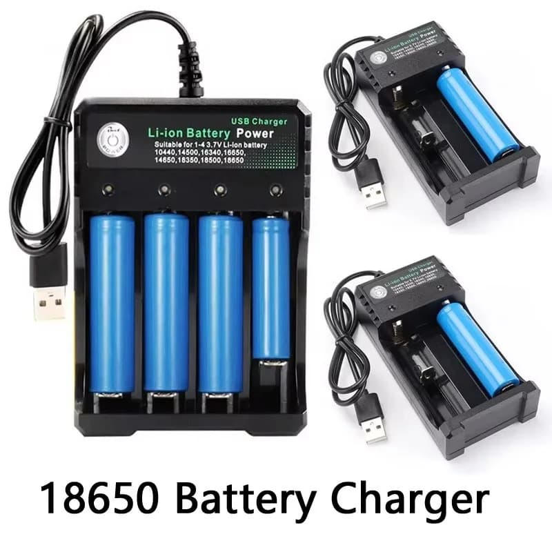 Caricabatterie USB a 4/2 slot per batterie agli ioni di litio, portatile e ricaricabile, per batterie 18650 (1/3/5 pezzi)