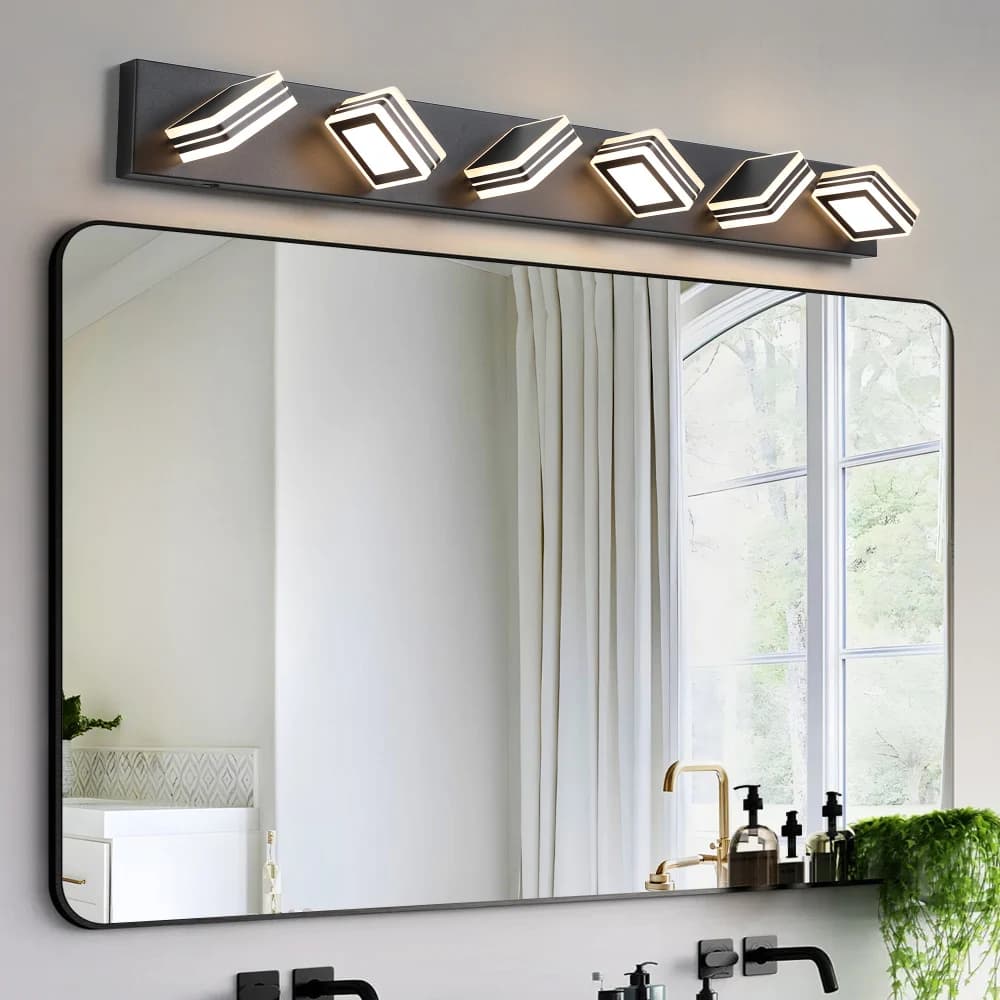Lampada da toeletta moderna da 40" a 6 LED: luce per specchio da bagno, dimmerabile in ferro e acrilico, ad alta efficienza energetica