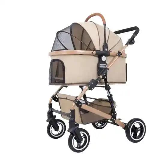 Passeggino Pieghevole 2-in-1 per Cuccioli e Cani, Portatile per Viaggi e Trasporto, Direttamente dal Produttore