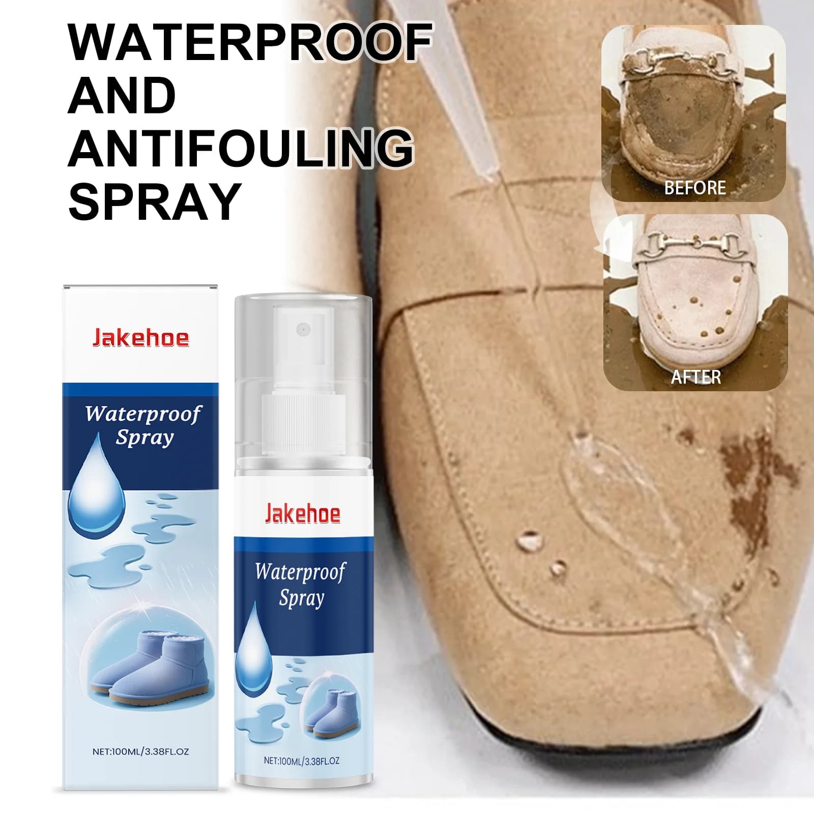 Jakehoe Spray impermeabile e repellente per macchie per vestiti Scarpe Borse Protezione in tessuto contro le fuoriuscite e lo sporco Nessun residuo 100 ml