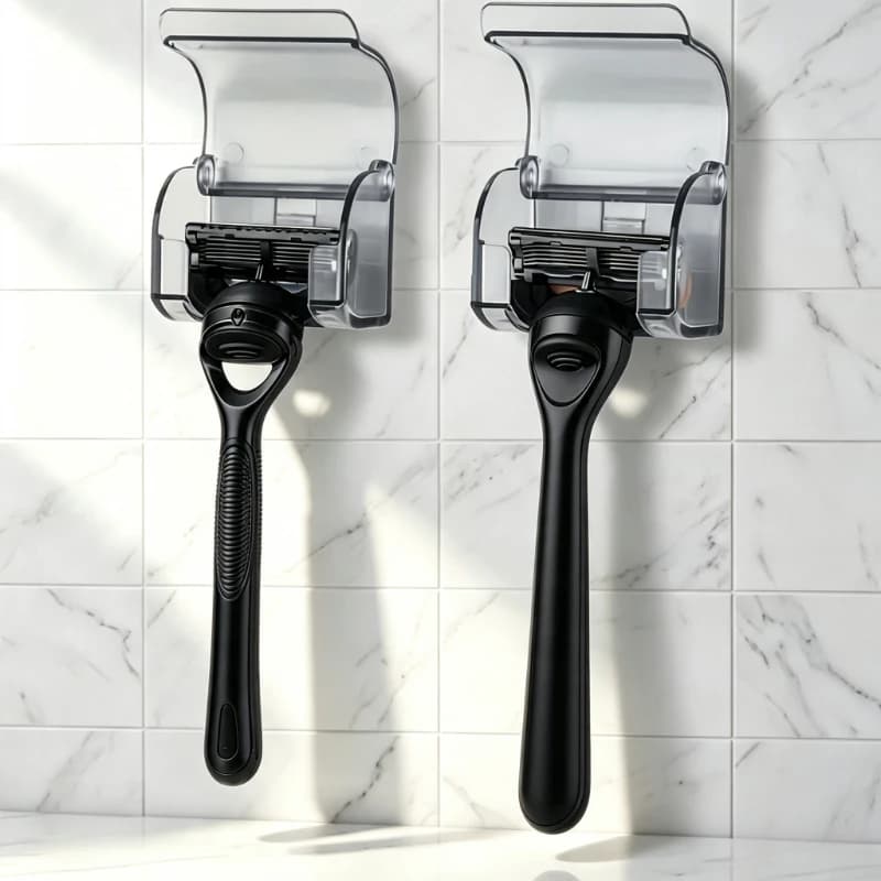 Self-Adhesive Shaver Holder Multifunctional Compact Toothbrush Holder Waterproof Dustproof Suitable for Bathrooms Washrooms