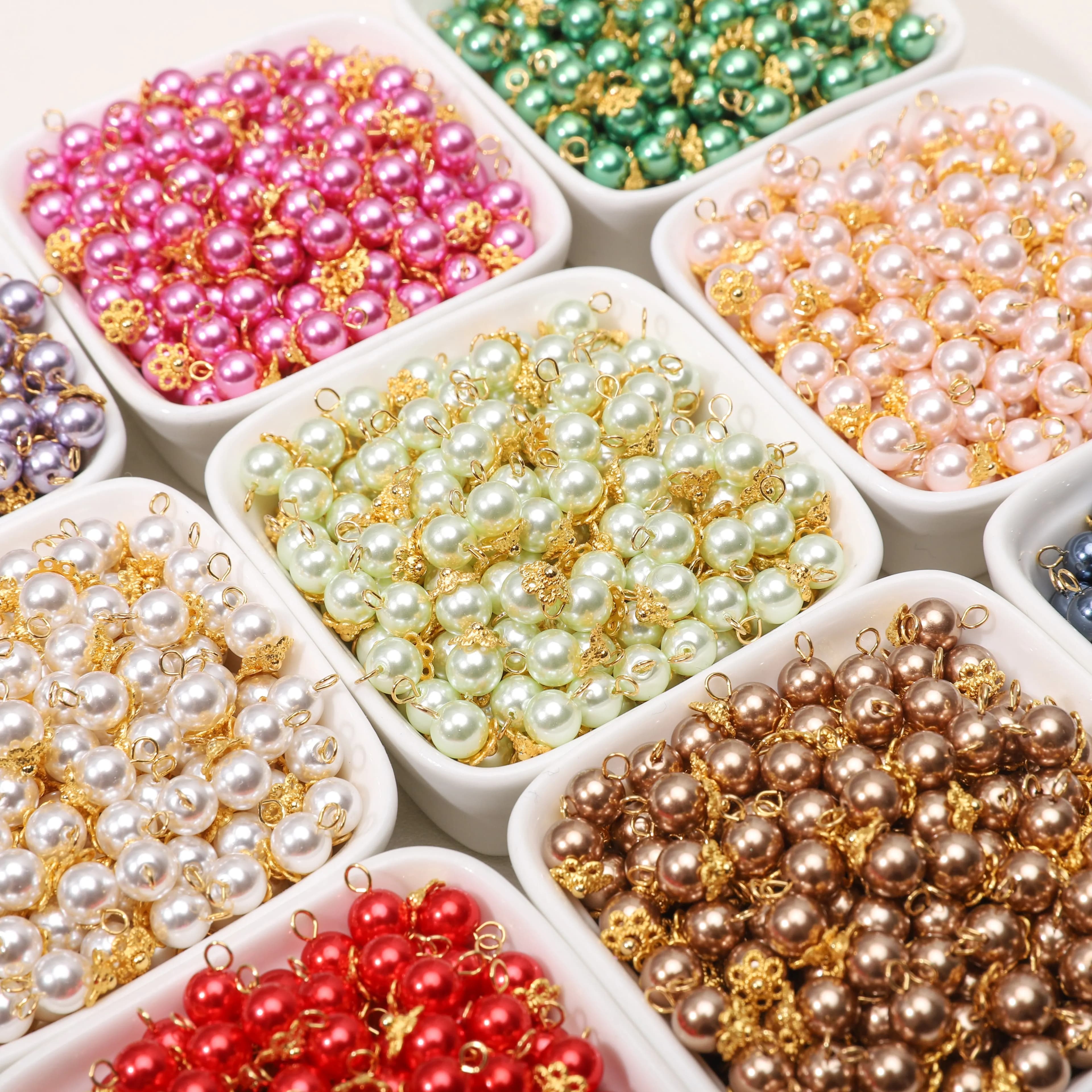 5 Pezzi Perle di Vetro Imitazione da 6mm, Ciondoli Rotondi per Artigianato Fai-da-Te, Materiali per Creazione di Gioielli, Orecchini, Bracciali e Collane da Donna