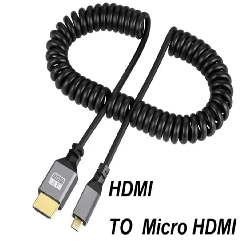4K @ 60HZ 0.5M-2M Micro HDMI-Compatible with HDMI Extension Flexible Spiral Cable 4k HDTV Mini Micro HDMI Cable for PC Monitor TV
