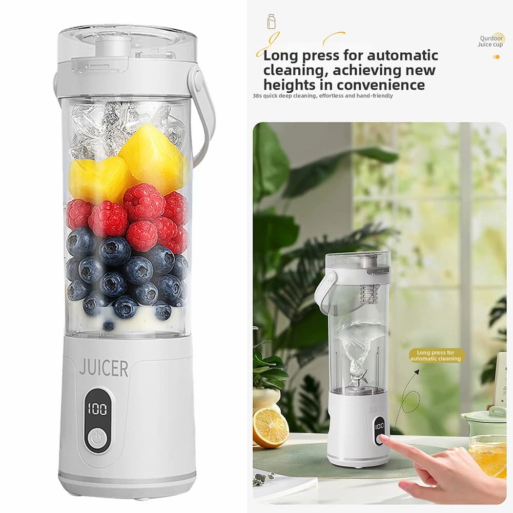 Frullatore Portatile 600ML, Estrattore di Succo Elettrico, Mixer per Frutta, Ricaricabile USB, Mini Frullatore Personale per Smoothie