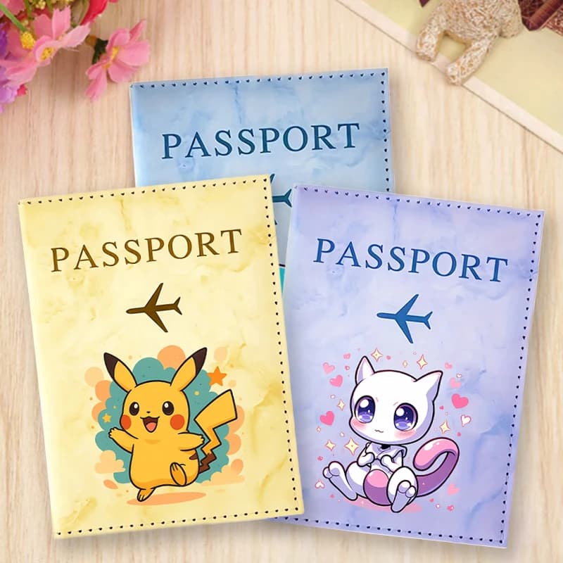 Porta Passaporto Pokémon Pikachu, Mewtwo, Squirtle - Custodia Protettiva Portatile in PU per Passaporto, Design Cartoon - Essenziale per i Viaggi
