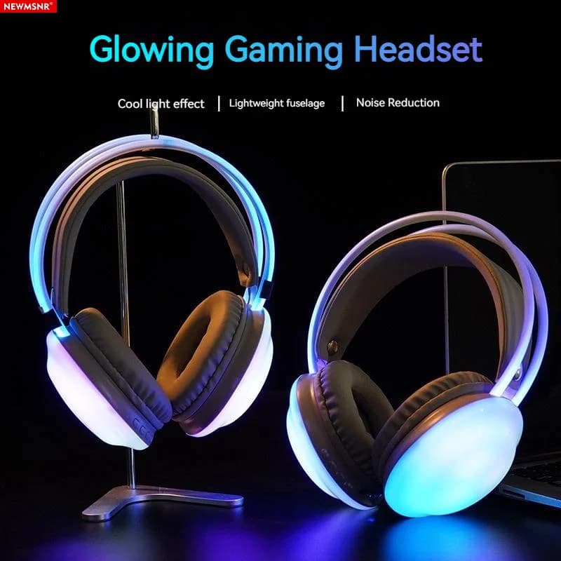 Cuffie Bluetooth wireless da gioco Auricolari con luci RGB Cuffie da gioco stereo Hi-Fi con riduzione del rumore con microfono HD Regali di Natale