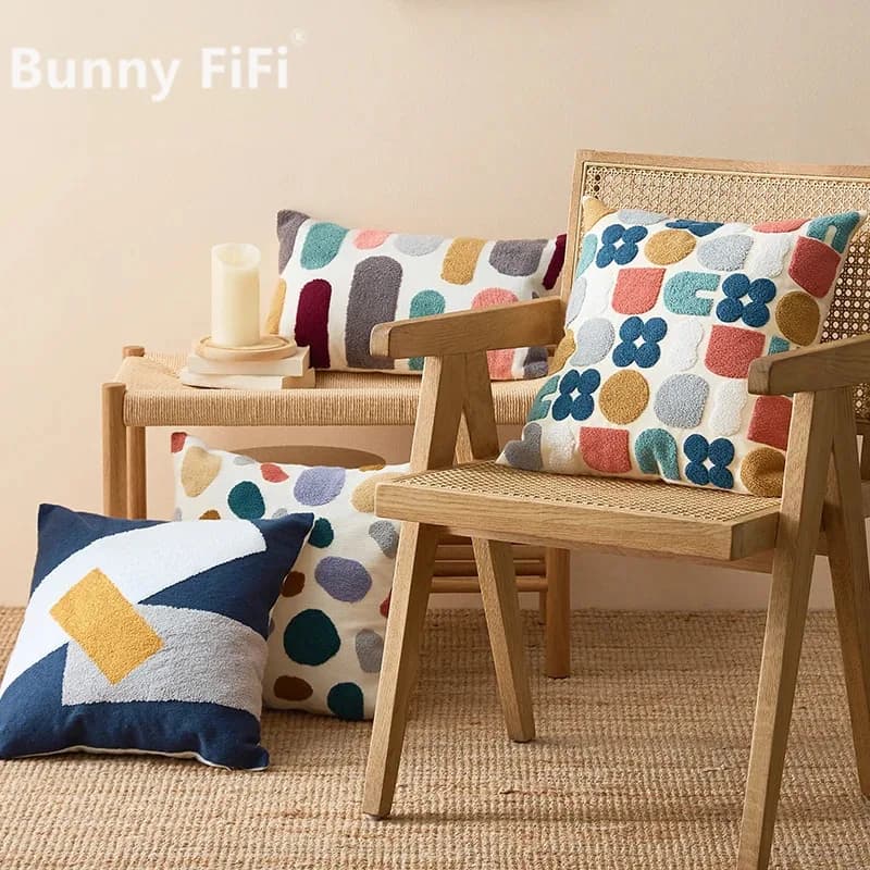 Fodera per cuscino floreale Fodera per cuscino con ricamo a pois carini 45x4 5 cm/30x50 cm Decorazione domestica morbida e accogliente per soggiorno Camera dei bambini