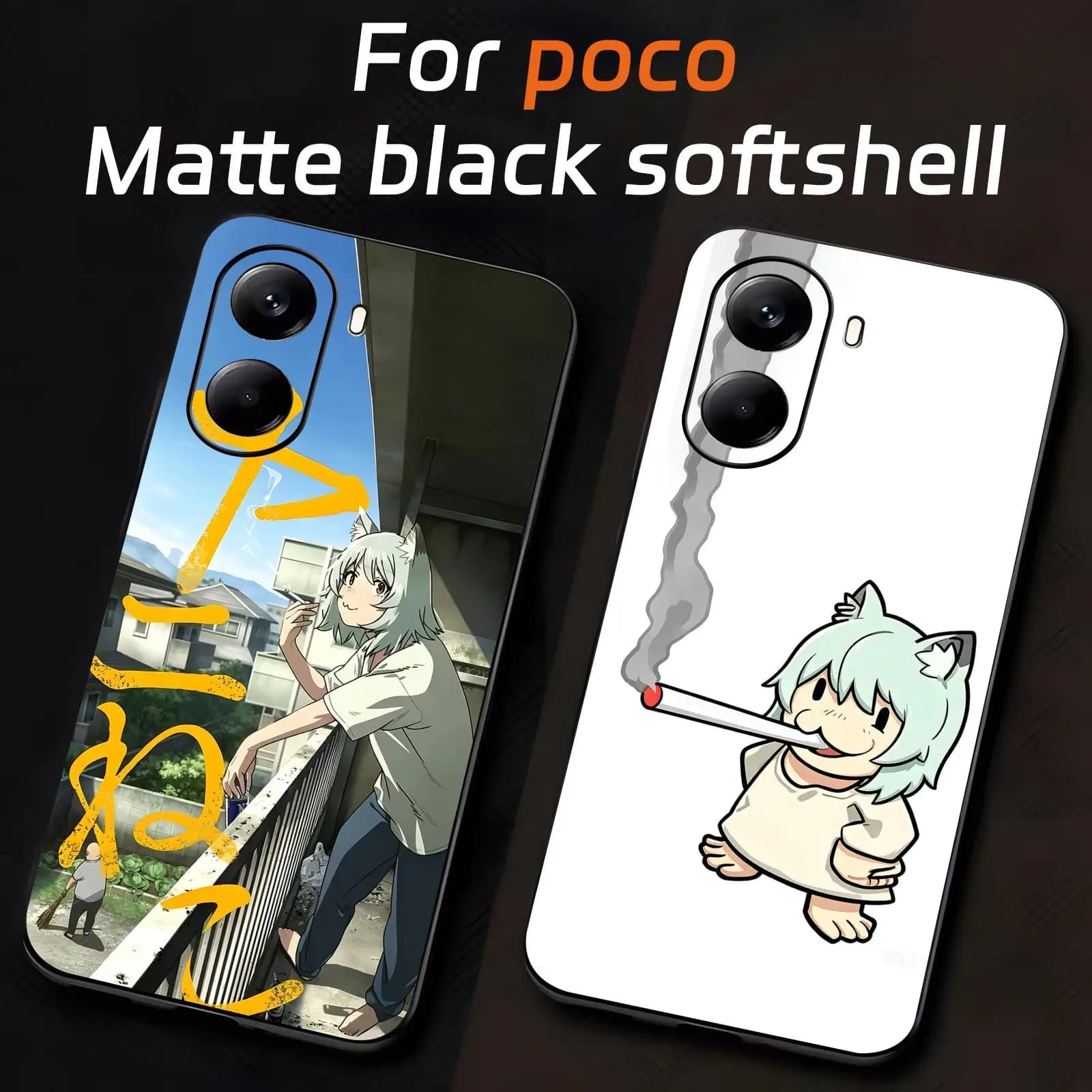 Phone Case For Xiaomi POCO M7 M6 M5 X8 X7 X6 F8 F7 F6 Pro 5G Soft black Shockproof Cover Chainsmoker Cat