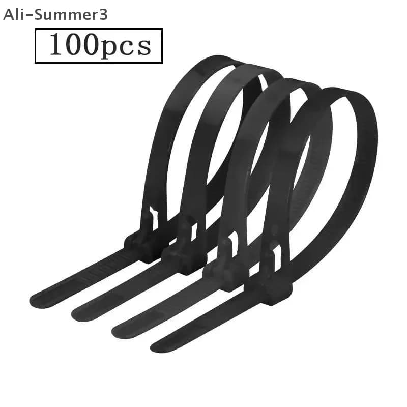 (YY)100Pcs 2025 New Reusable Cable TiesCable Lock Loop Nylon Ties Removable Recyclable Mixed Colors/Black/White