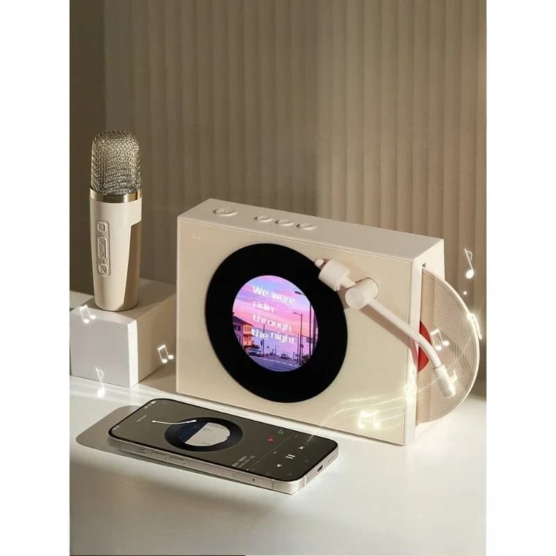 Bluetooth speaker, home Karaoke floating lyrics stereo with microphone and microphone all-in-one machine