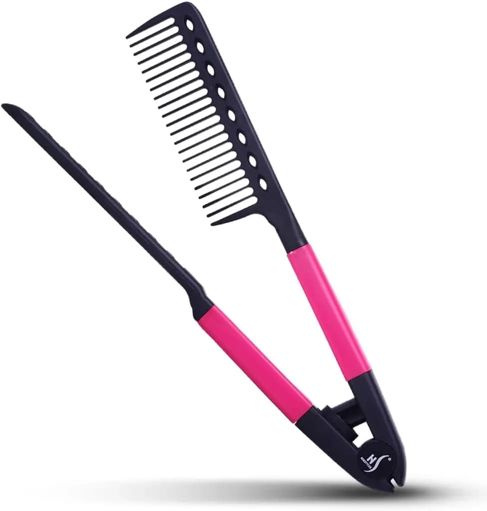 Pettine per stirare i capelli - Ottieni capelli lisci in pochi minuti, strumento per lo styling senza grovigli (Rosa)