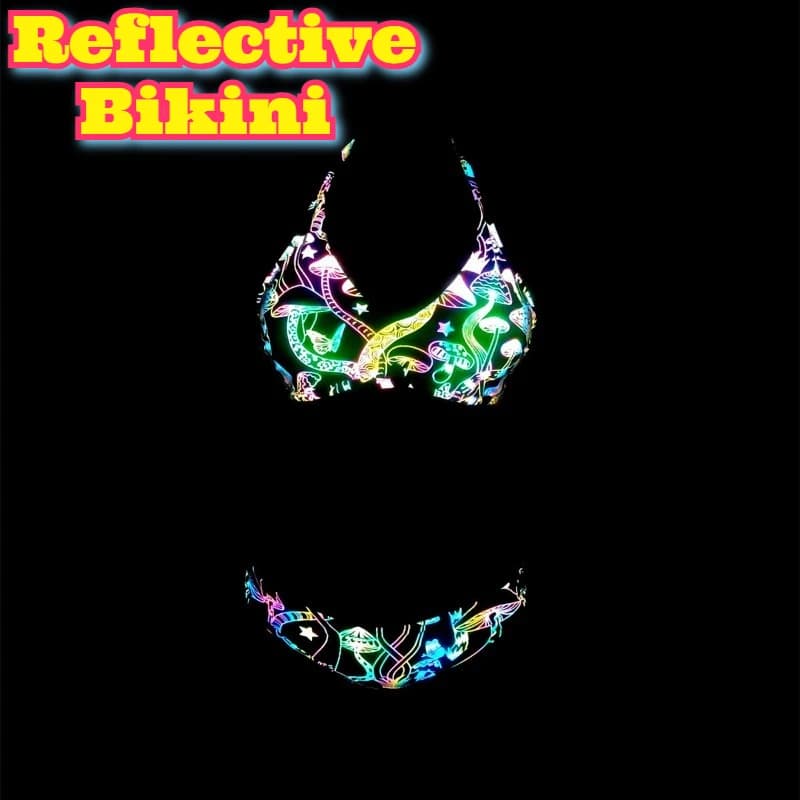 Set bikini riflettente Costume da bagno due pezzi da donna Costume da bagno sexy Beach Pool Party Vacation Costume da bagno estivo Halter tropicale alto