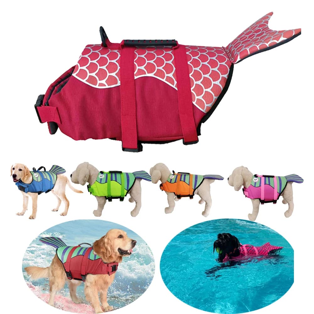 Giubbotto di salvataggio per animali domestici Conservatore di salvataggio per cani con manico di salvataggio Giubbotto di galleggiamento per cani da compagnia regolabile per cani gatti Piscina Spiaggia in barca