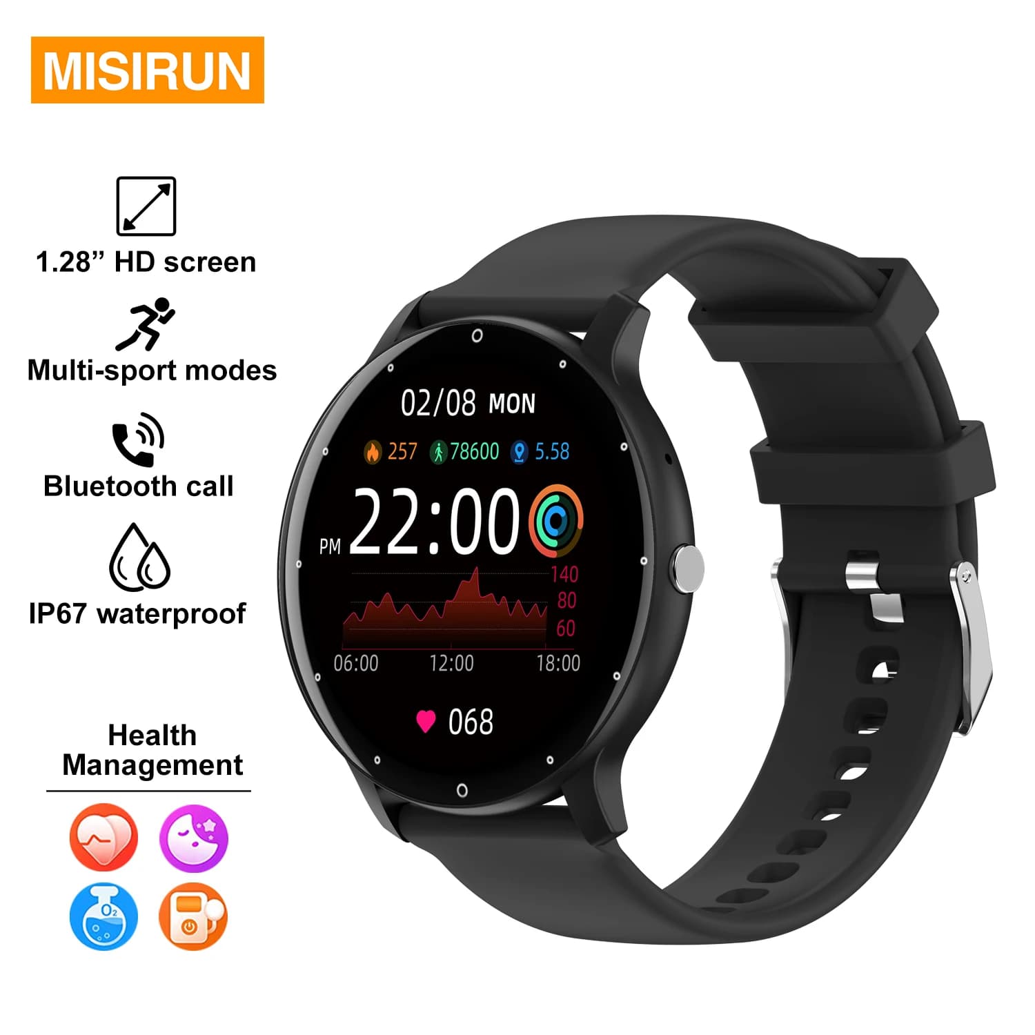 ZL02CPRO 1.28“ Smart Watch Men Sport Fitness Watches Heart Rate Monitor Bluetooth IP67 Women's Waterproof Sports Watches