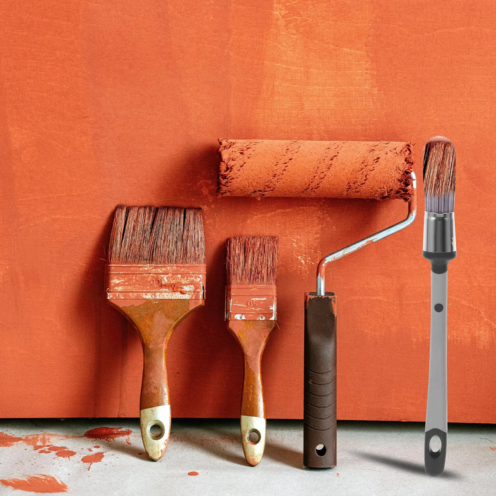 3Pcs Oil Paint Brushes Soft Bristle Paint Brush Portable Reusable Painting Brushes for Wall Corner Furniture Art Painting