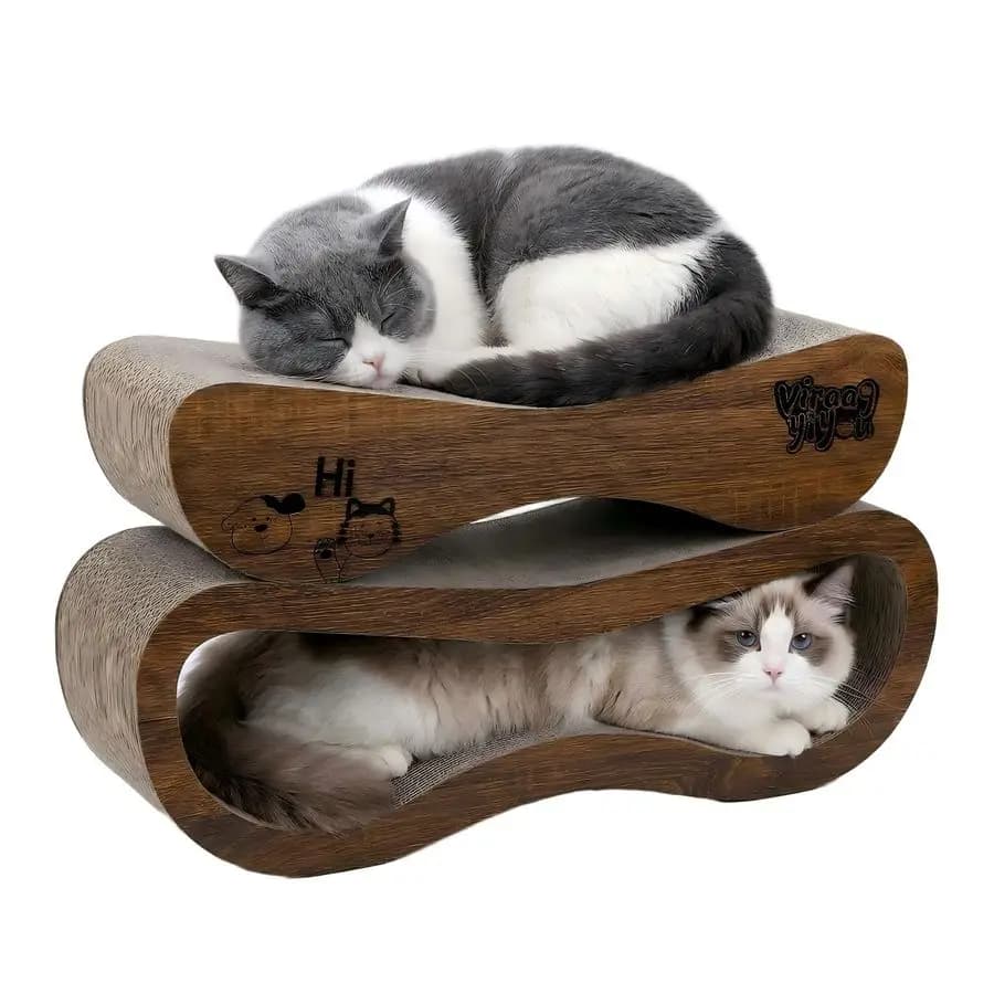 Scratcher, Tappetino per gatti 2 in 1, in cartone, lettino e mobile per gatti, grande, 27.44 x 9.06 x 9.
