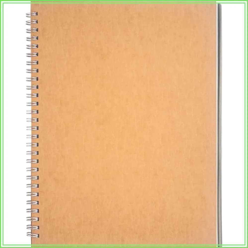 Blank Spiral Notebook 10x7.5in, 100GSM, 100 Pages, Soft Cover, Sketch Book with Backboard, Brown